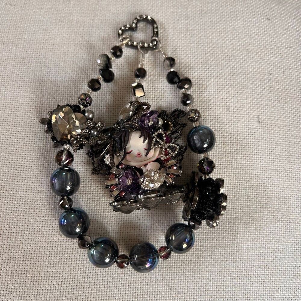 Customized Bejeweled Skull Panda Key Chain Bag Charm NEW